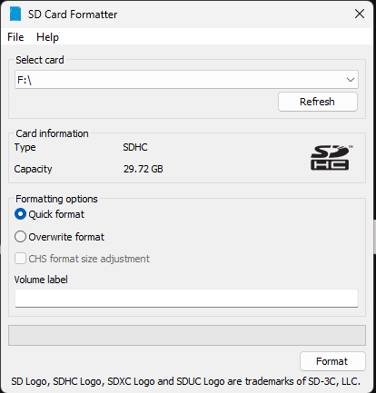 Format SD Card